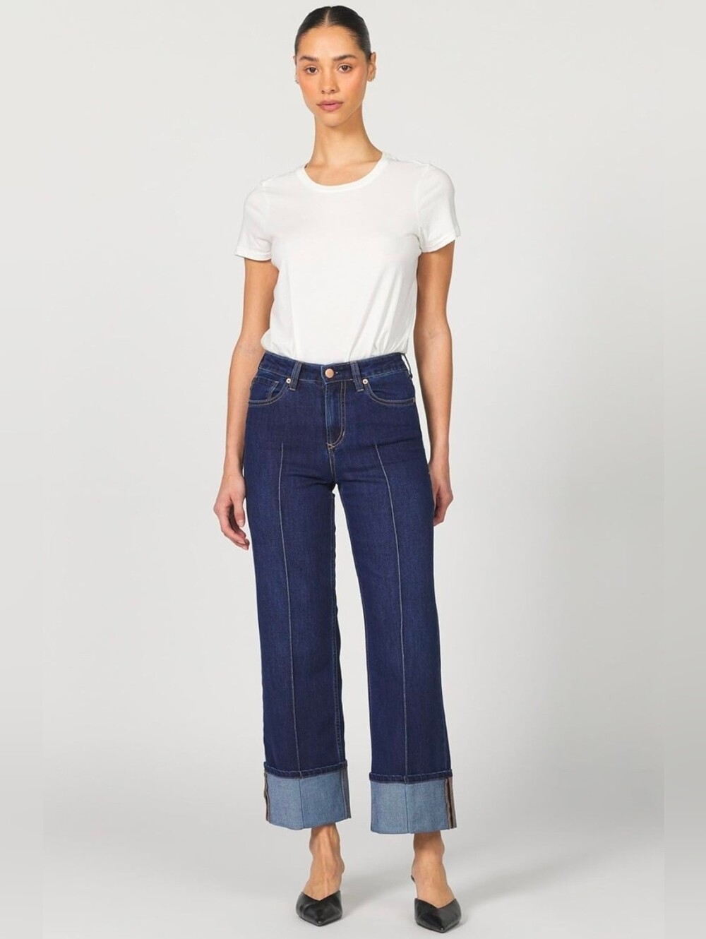 NWT DEAR JOHN Holly Straight Leg Jeans High-Rise Cuffed Hem 27
